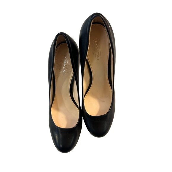 Coach Alexa Napa Black leather High Heels Shoes 8.5 B - Picture 2 of 5